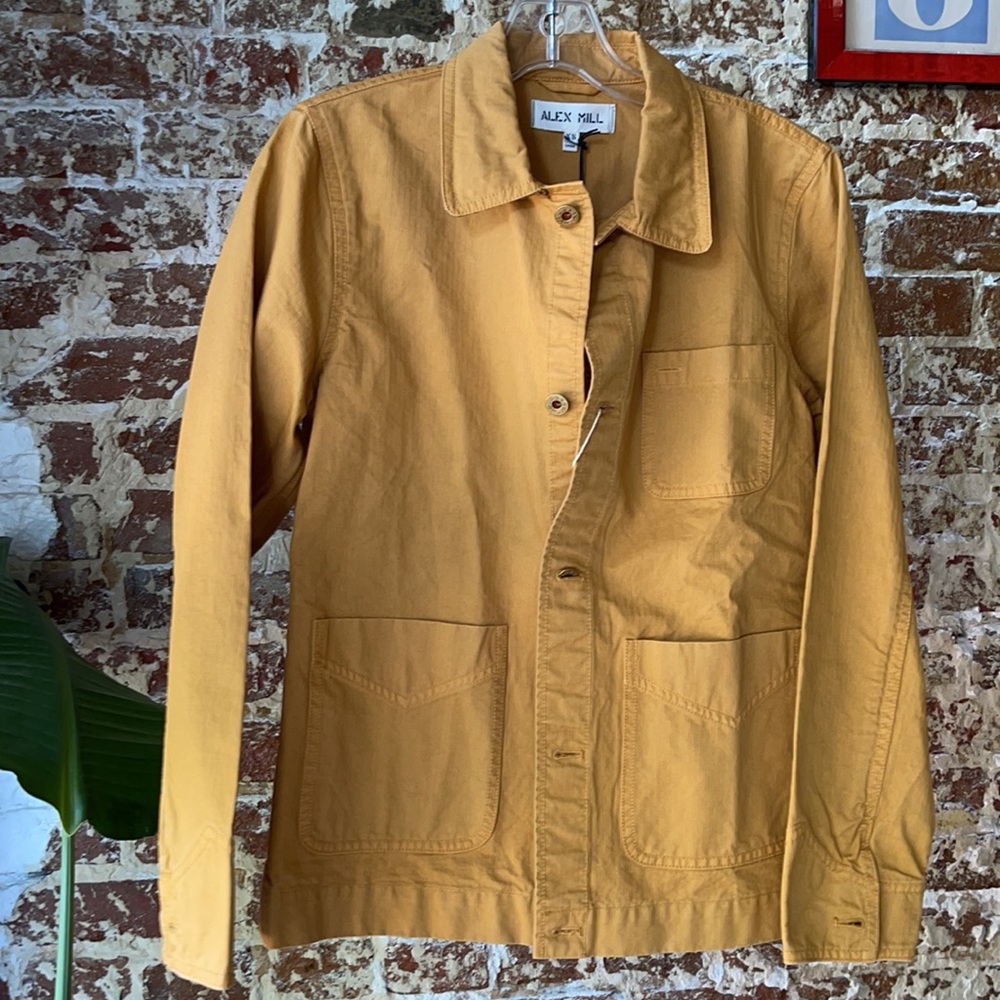 Alex Mill herringbone cotton workers chore jacket burnt honey (yellow ochre) XS